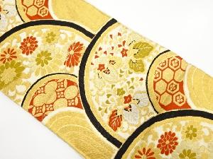 アンティーク　変わり青海波に桐・菊唐草模様織出し袋帯（材料）